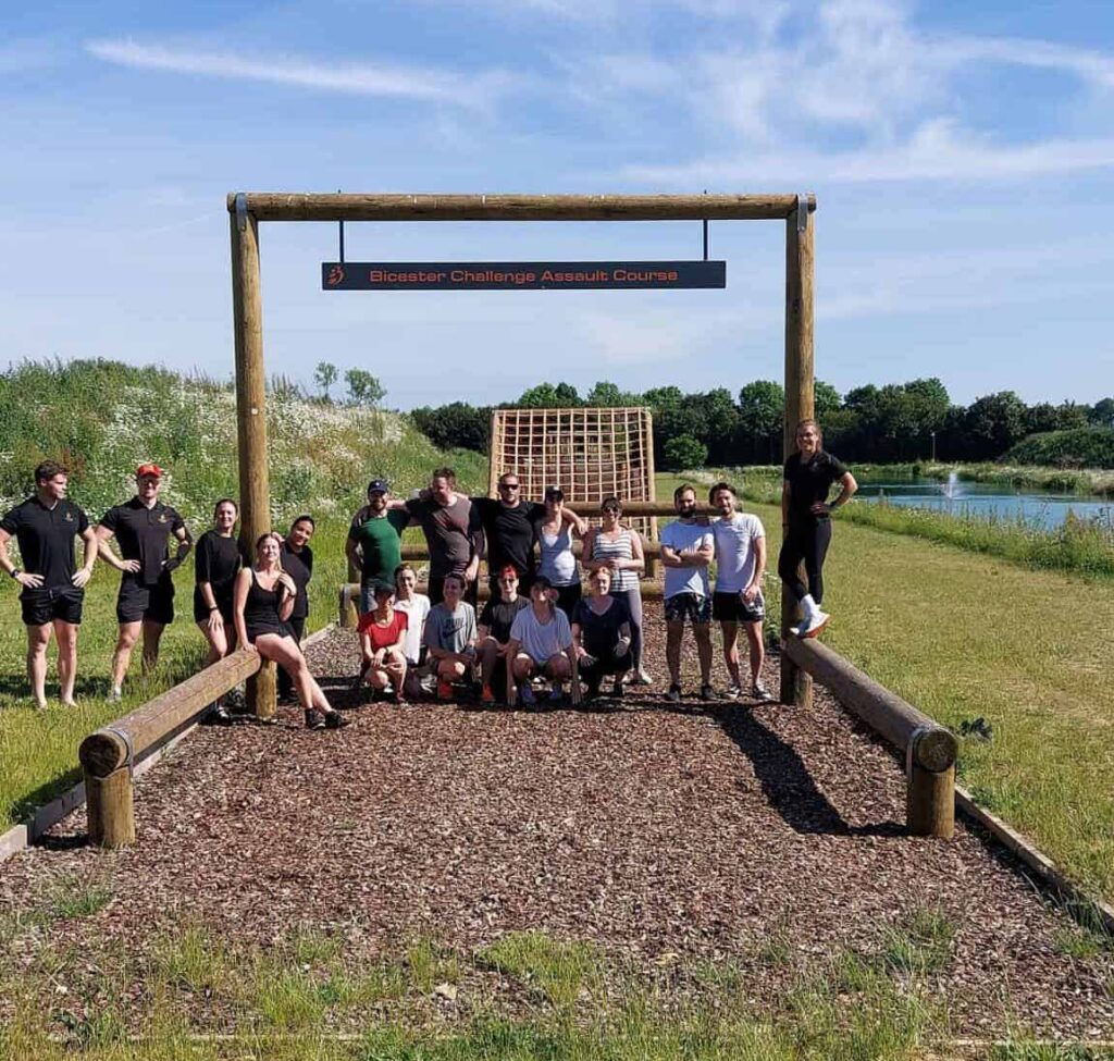 team building on assault course