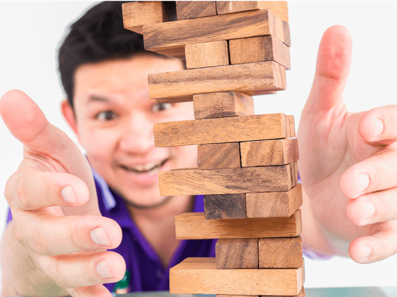 Man playing jenga